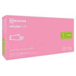 MERCATOR Nitrylex Pink rękawiczki nitrylowe, bezpudrowe, różowe 100 szt. – S