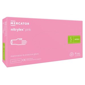 MERCATOR Nitrylex Pink rękawiczki nitrylowe, bezpudrowe, różowe 100 szt. - S