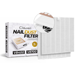 Clavier Filtr kasetkowy do pochłaniacza pyłu NAIL DUST FILTER dla modeli V8400, V8700, 3szt.