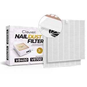 Clavier Filtr kasetkowy do pochłaniacza pyłu NAIL DUST FILTER dla modeli V8400, V8700, 3szt.